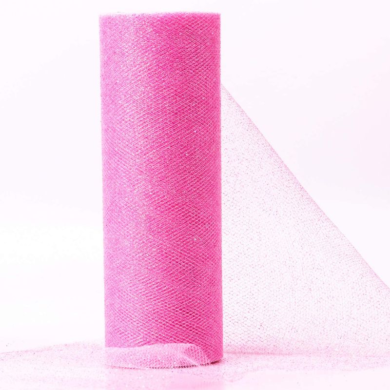 Photo 1 of Pink Tulle Roll: 6 Inch by 10 Yards (30 feet) Glitter Tulle Fabric Bolts for Craft Hobby Wedding Party
FACTORY SEALED