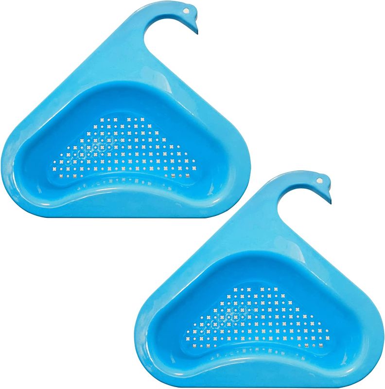 Photo 1 of 2PCS Kitchen Triangular Sink Filter, Swan Drain Basket For Kitchen Sink Rack Corner Sink Strainers For Kitchen Sink (blue)