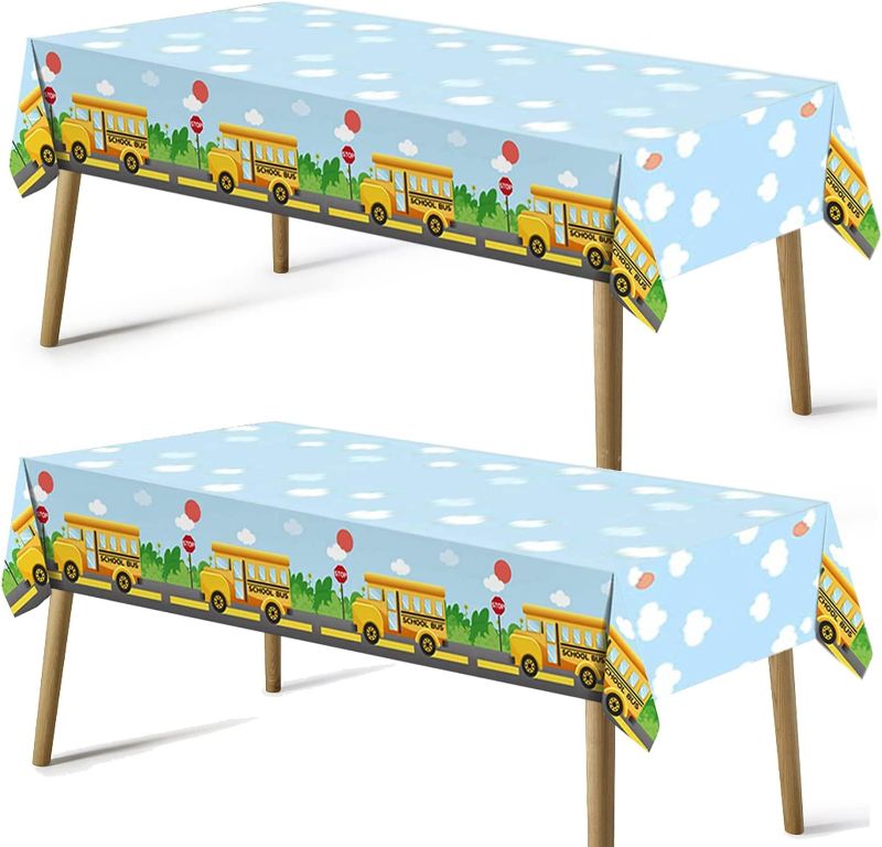Photo 1 of 2Pcs Welcome Back to School Party Decorations Table Covers - First Day of School Party Decor Supplies Favors Plastic Table Runner Tablecloth(86.6''x52'')
