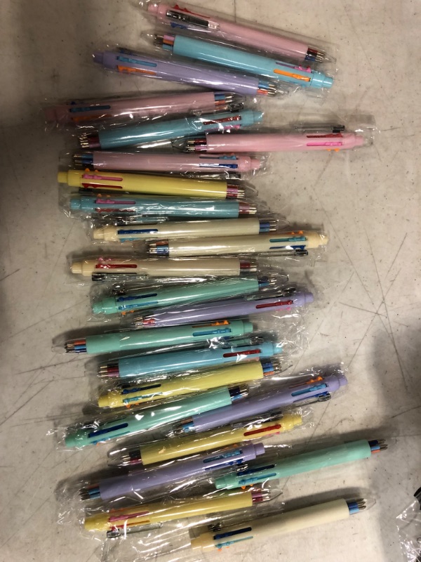 Photo 1 of Nezyo 24 Pack 0.7 mm 6 in 1 Multicolor Ballpoint Pen Macaron 6 Color Fine Point Pens Cute Pens Multi Colored Pens in One Retractable Pens Gifts for Kids Students Office School Supplies, Assorted Ink
