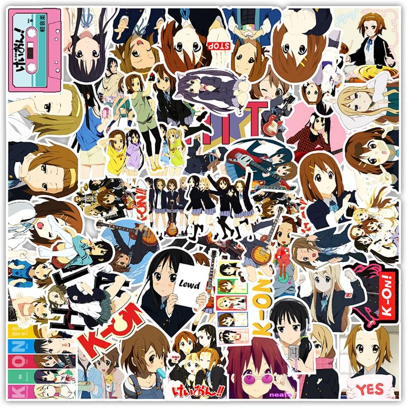 Photo 1 of (3) Anime K-ON Stickers Pack, 50PCs, Karuiongaku Japanese Cartoon Vinyl Waterproof Decals for Water Bottle, Laptop, PC, Case, Car, Notebook, Skateboard, Journal, Planner, Aesthetic Stickers as Gifts, Presents for Kids, Teens, Girls (K-ON
