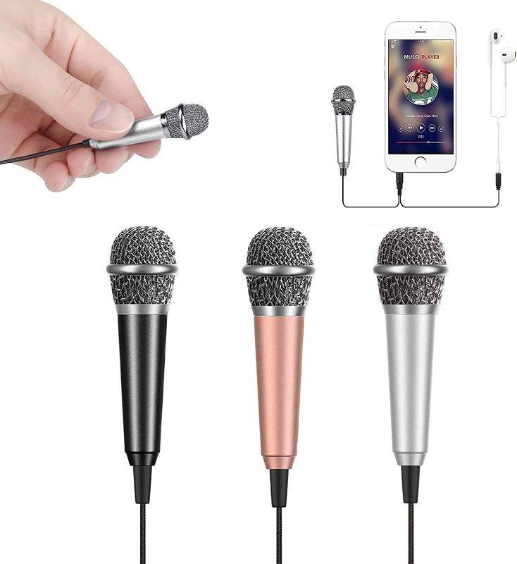 Photo 1 of Mini Portable Vocal/Instrument Microphone For Mobile phone Cell Phone laptop Notebook Apple iPhone Android Smartphone With Sponge Cover and Stand Holder (Black)
