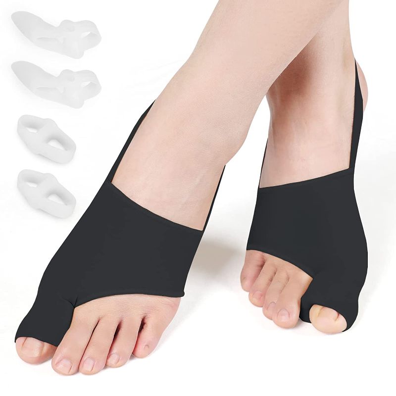 Photo 1 of (2) Bunion Corrector for Women and Men, Effective Orthopedic Bunion Corrector with Big Toe Separator Pain Relief, Day Night Support Bunion Splint Bunion Relief for Bunions (Black)
