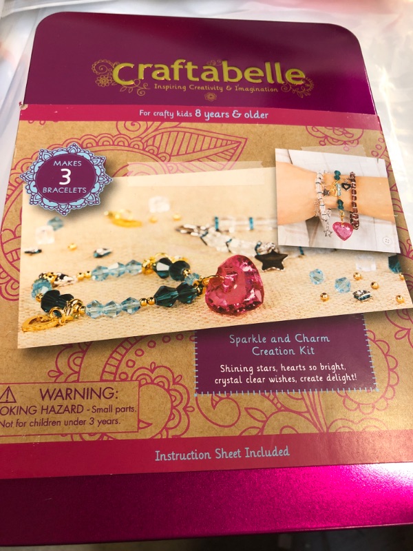 Photo 2 of Craftabelle – Sparkle and Charm Creation Kit – Bracelet Making Kit – 141pc Jewelry Set with Crystal Beads – DIY Jewelry Sets for Kids Aged 8 Years +