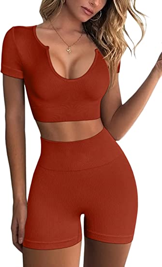 Photo 1 of QINSEN Women's Seamless 2 Piece Workout Outfits High Waist Running Shorts GMY Yoga Crop Top Sets
Size: S