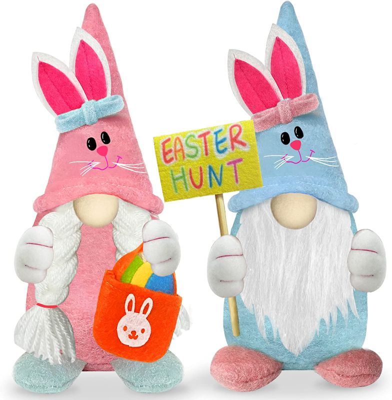 Photo 1 of 2 Pcs Easter Gnomes Decorations, Novelty Plush Bunny Gnomes Easter Party Decorations, Easter Party Favors for Kids, Easter Eggs Hunt, Easter Basket Stuffers Animals Plush Bunny Gnomes Easter Gifts
