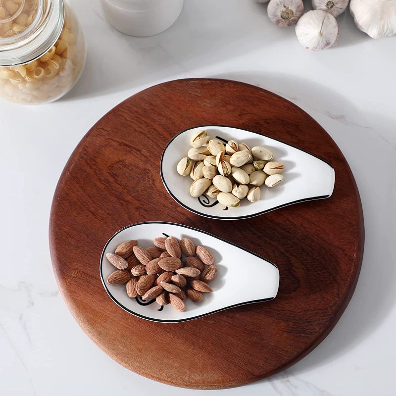 Photo 2 of 2 Pack Ceramic Coffee Spoon Holder for Coffee Station Decor, Farmhouse Spoon Rests for Coffee Bar Accessories, Teaspoon Rest for Stove Top Countertop
