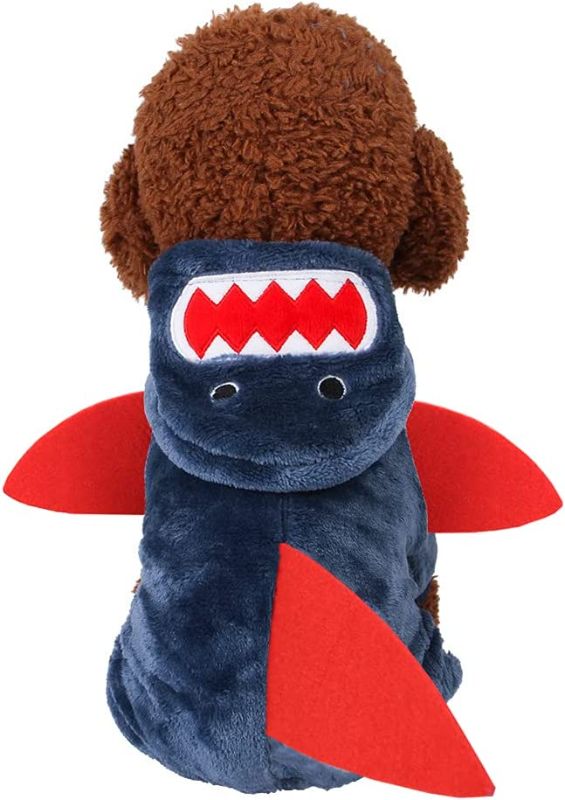 Photo 1 of Dog Costume Funny Cute Halloween Suit Nice Warm Spider Shape and bat Shape (Shark, Medium)
