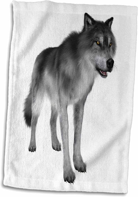 Photo 1 of 3D Rose Grey Wolf Hand Towel, 15" x 22"
