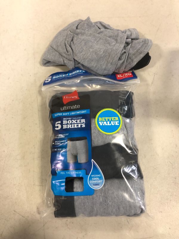 Photo 2 of Hanes Ultimate Boys' 5-Pack Boxer Briefs XL
