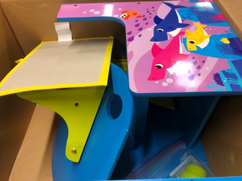 Photo 2 of Baby Shark Chair Desk with Storage Bin - Ideal for Arts and Crafts