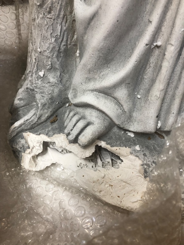 Photo 1 of 31 in. Tall Indoor/Outdoor Saint Francis Standing Statue Yard Art Decoration-----statue is cracked at the base due to shipping 