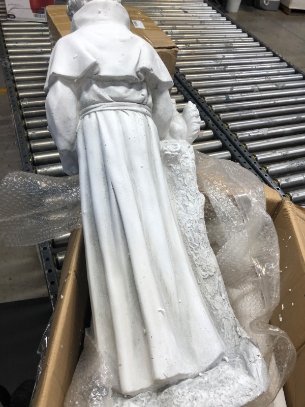 Photo 3 of 31 in. Tall Indoor/Outdoor Saint Francis Standing Statue Yard Art Decoration-----statue is cracked at the base due to shipping 