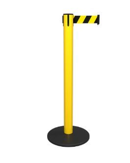 Photo 1 of 11' Retractable Belt Barrier Stanchion yellow Steel ES400---------barely used-------missing some items and hardware-----------minor scuffs on the pole holder 