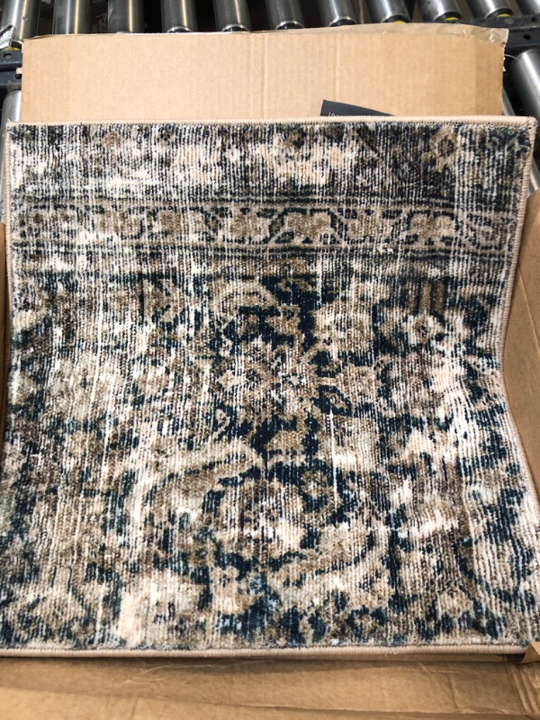 Photo 3 of Amber Lewis x Loloi Morgan Collection MOG-02 Navy / Sand, Traditional 18" x 18" Sample Rug feat. CloudPile™ Navy / Sand 18" x 18" Sample