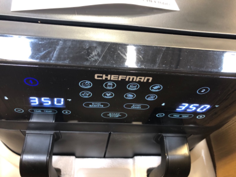 Photo 2 of Chefman TurboFry Touch Dual Air Fryer, Maximize The Healthiest Meals With Double Basket Capacity, One-Touch Digital Controls And Shake Reminder For The Perfect Crispy And Low-Calorie Finish
