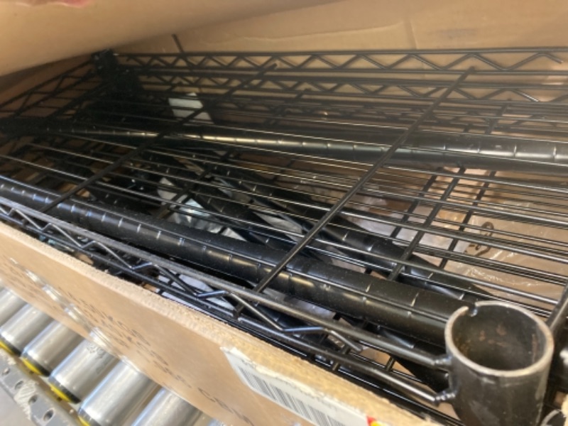 Photo 3 of Amazon Basics 5-Shelf Shelving Storage Unit on 4'' Wheel Casters, Black (30L x 14W x 64.75H) & 3-Shelf Heavy Duty Shelving Storage Unit on 2' Wheel Casters, Black (23.2L x 13.4W x 32.75H)
