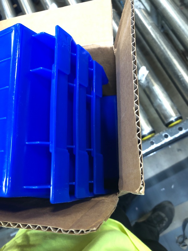 Photo 2 of Akro-Mils 30164 Plastic Nesting Shelf Bin Box, (24-Inch x 6-1/2-Inch x 4-Inch), Blue, (6-Pack)

