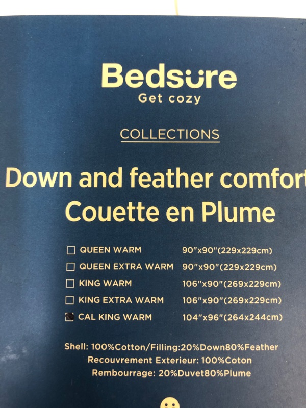 Photo 3 of BEDSURE Goose Down Comforter California King- All Season Goose Feather Down Duvet Insert - Ultra-Soft Bedding Comforter 64 Oz with 8 Corner Tabs Machine Washable (104*96) Goose Down California King