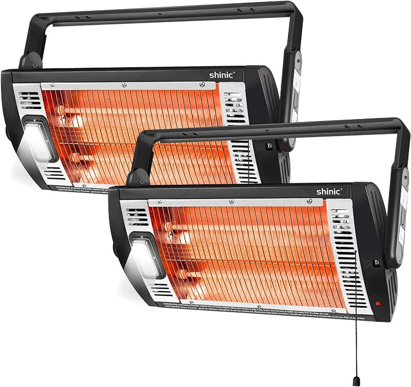 Photo 1 of 2 Packs -Electric Garage Heaters for Indoor Use, 1500W/750W Ceiling Mounted Radiant Heaters with Halogen Light, 90° Rotation, 5 Mode Settings, Space Heater for Garage, Shop, Large Room and Patio
UNABLE TO TEST FOR FUNCTIONALITY.