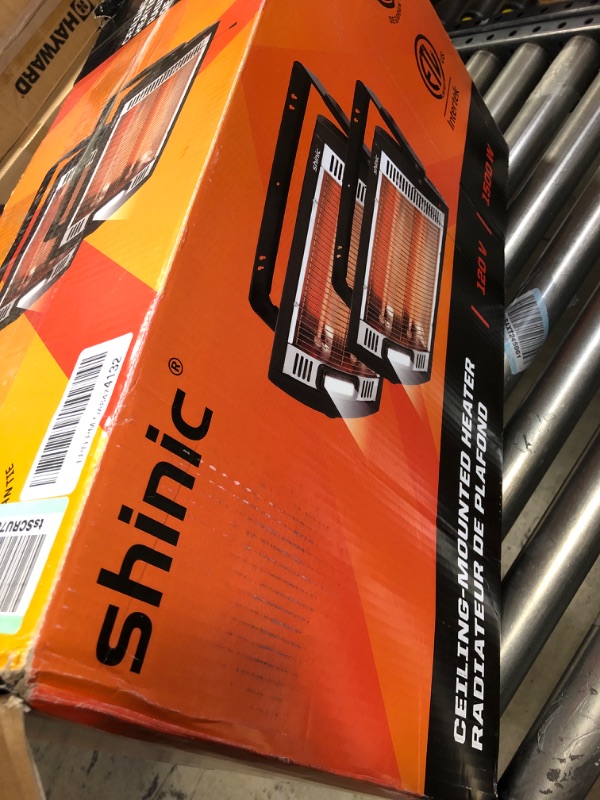 Photo 3 of 2 Packs -Electric Garage Heaters for Indoor Use, 1500W/750W Ceiling Mounted Radiant Heaters with Halogen Light, 90° Rotation, 5 Mode Settings, Space Heater for Garage, Shop, Large Room and Patio
UNABLE TO TEST FOR FUNCTIONALITY.