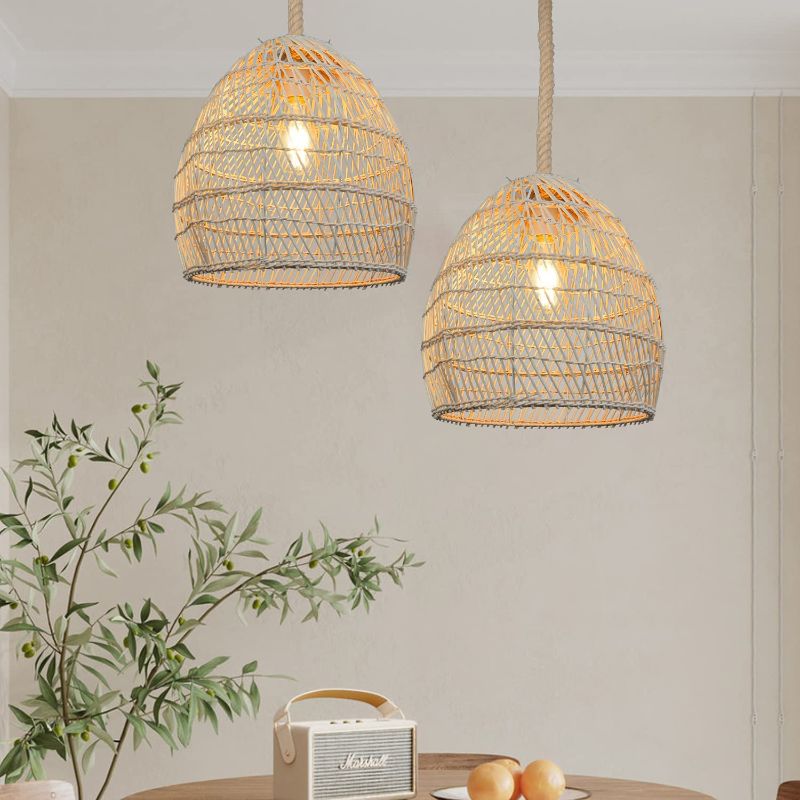 Photo 1 of 1 SINGLE Arturesthome Natural Rattan Pendant Light for Kitchen Island, Woven Rope Lamp Shade, Hanging Ceiling Light Shade, Handmade Lampshade Chandelier (35cmx37cm)
ONLY ONE IN 