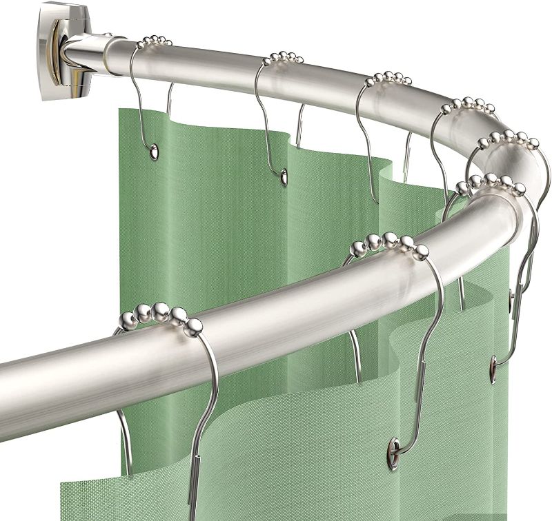 Photo 1 of Adjustable Curved Shower Curtain Rod Rustproof Expandable 38-72 Inches Shower Rod Telescoping Design Extra Space Exquisite Customizable for Bathroom,Brushed Nickel
