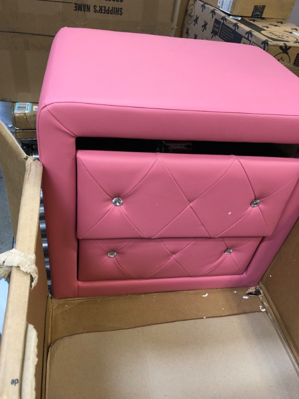 Photo 2 of Baxton Studio 10725-6050-AMZ nightstands, Medium, Pink---------minor cut on the back side of the nightstand ***TRACKING IS OFF TRACK, NEEDS REPLACEMENT**