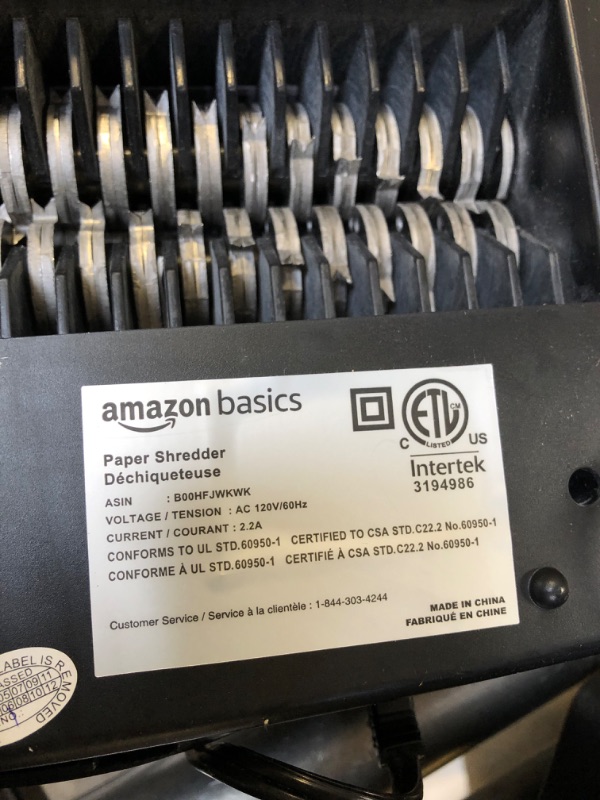 Photo 5 of Amazon Basics 6-Sheet Cross-Cut Paper and Credit Card Home Office Shredder 6 Sheet Shredder--------minor scratches on the front side of the shredder due to usage 