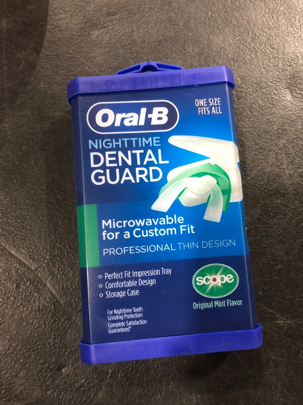 Photo 2 of Oral-B Nighttime Dental Guard, Less Than 3-Minutes for Custom Teeth Grinding Protection with Scope Mint Flavor, Standard 1 Count (Pack of 1)