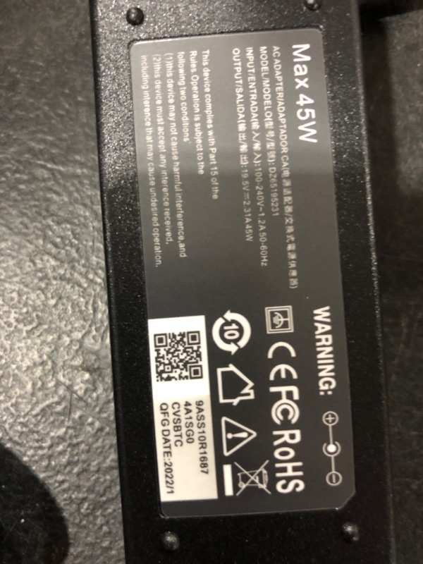 Photo 1 of 45W 19.5V 2.31A AC Adapter Replacement HP Laptop Charger Compatible for HP Pavilion 11 13 15;HP elitebook Folio 1040 g1;hp touchsmart 11 13 15;HP Stream 13 11 14