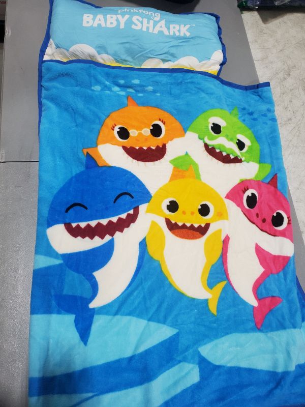 Photo 2 of Baby Shark Toddler Nap Mat - Includes Pillow and Fleece Blanket