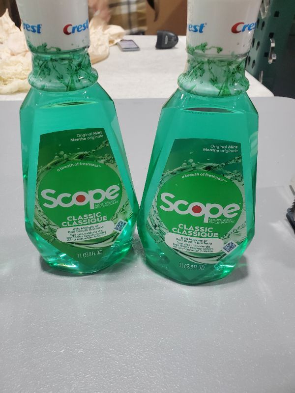 Photo 2 of (2) + Scope Mouth Rinse, Classic Mint, 1 L Bottles