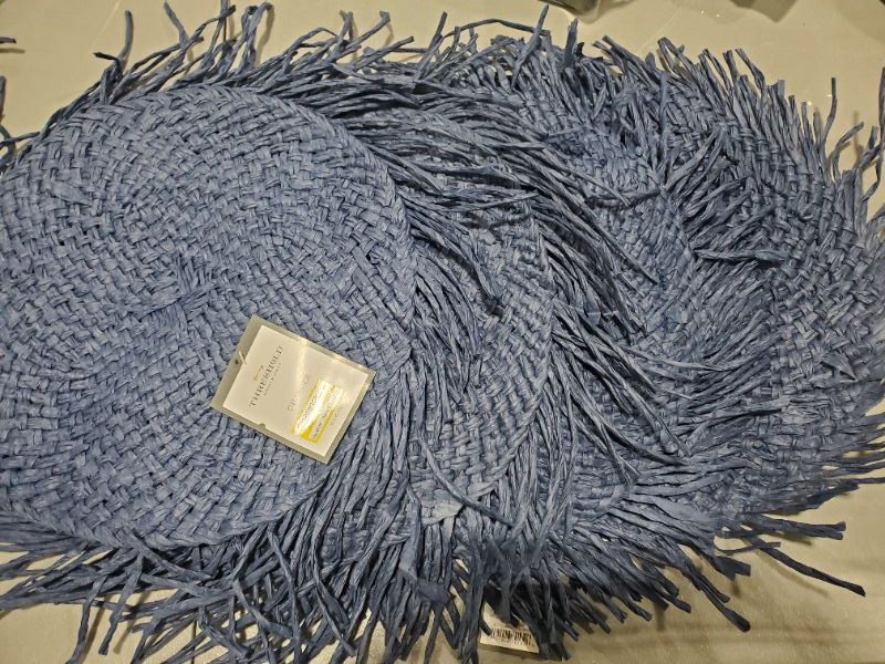 Photo 1 of (4) Paper Chargers with Fringe Dark Blue - Threshold