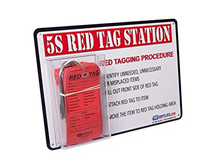 Photo 1 of 5s Red Tag Holder Station (Red, 50 Pack)