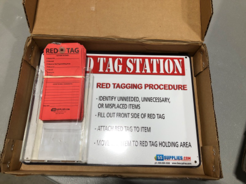 Photo 2 of 5s Red Tag Holder Station (Red, 50 Pack)