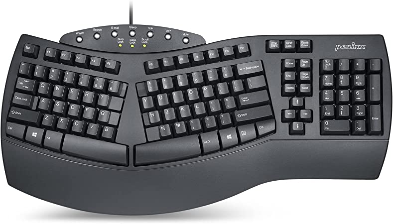 Photo 1 of Perixx Periboard-512 Ergonomic Split Keyboard - Natural Ergonomic Design - Black - Bulky Size 19.09"x9.29"x1.73"