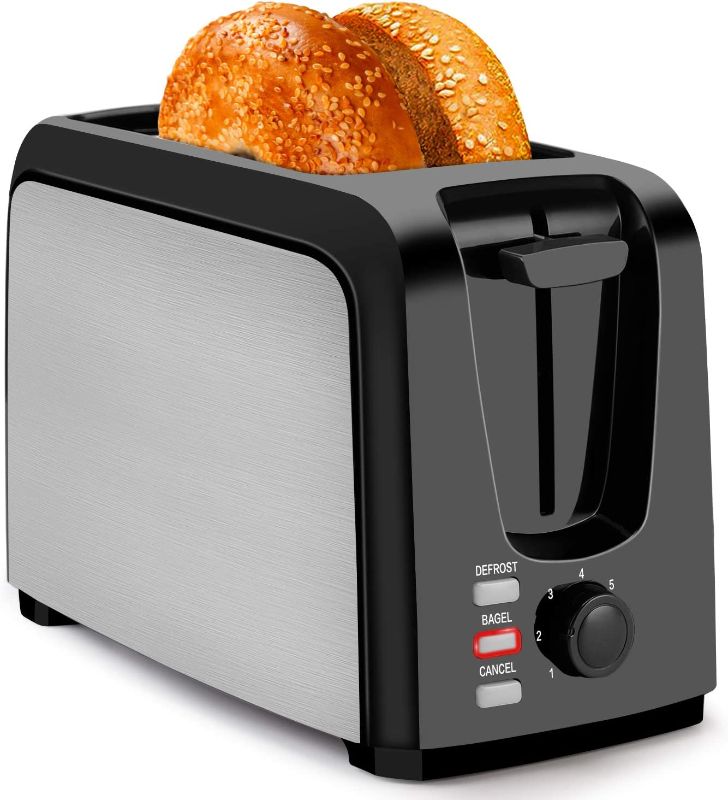 Photo 1 of Toaster 2 Slice Stainless Steel Toaster Two Slice Toaster with Removable Crumb Tray Toaster Wide Slot Toasters 2 Slice Best Rated Prime with 7 Bread Shade Settings and Bagel, Defrost, Cancel Function for Bread 