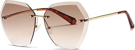 Photo 1 of AEVOGUE Sunglasses For Women Oversized Rimless Diamond Cutting Lens Sun Glasses AE0534
