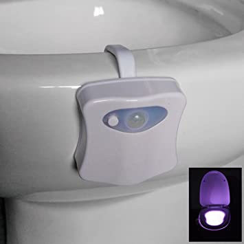 Photo 1 of Automatic Motion Sensor Toilet Night Light, Modern Elegant Design With Relaxing 8-Color LED Light, For Gift, Party, Housewarming, Graduation, Wedding, Retirement, Potty Training