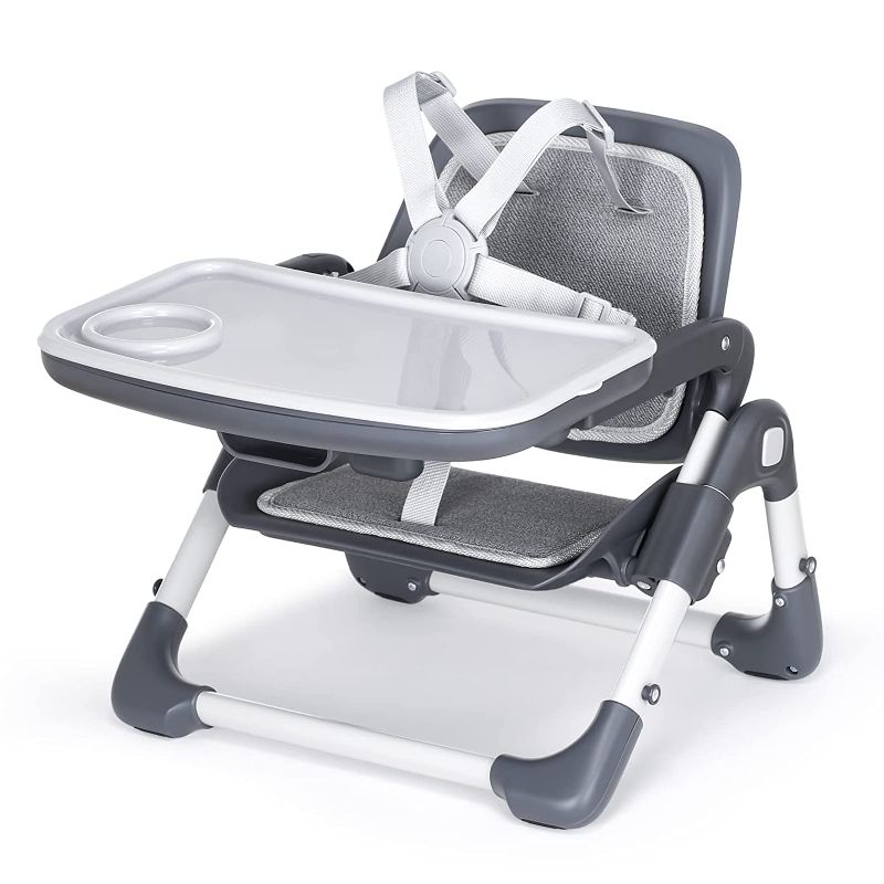 Photo 1 of Booster Seat Portable High Chair Toddler Booster Feeding Seat for Baby with Removable Tray Height Adjustable 5 Point Harness Indoor/Outdoor Use Easy to Wipe Clean

