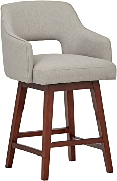 Photo 1 of Amazon Brand – Rivet Malida Mid-Century Modern Open Back Swivel Kitchen Counter Height Stool, 37"H, Felt Grey