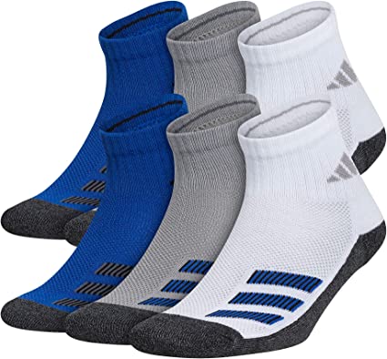 Photo 1 of adidas Boys Kids-boy's/Girl's Cushioned Angle Stripe Quarter Socks (6-pair
LARGE