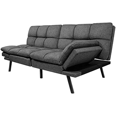 Photo 1 of  Milemont Futon Sofa Bed, Modern Convertible Couch Daybed with  Adjustable Armrests for Compact Living Space, Dorm, Apartment, Dark Gray