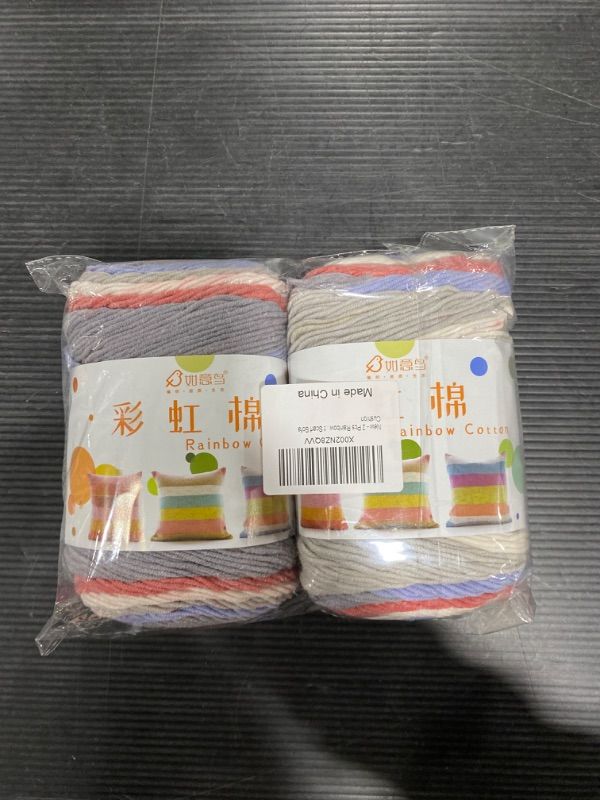 Photo 2 of 2 Pcs Rainbow Segment Dyed Yarn 5 Strand Cotton Blend Knitting Yarn for DIY Handmade Knitted Sweater hat Scarf Sofa Cushion¡­ 200g Color#C