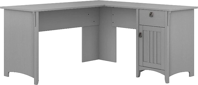 Photo 1 of Bush Furniture Salinas L Shaped Desk with Storage in Cape Cod Gray
