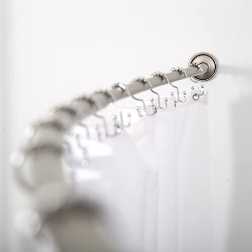 Photo 1 of BINO Expandable Curved Shower Curtain Rod, Brushed Nickel - 48" to 72" - Adjustable Bathroom Curved Shower Rod Pole
