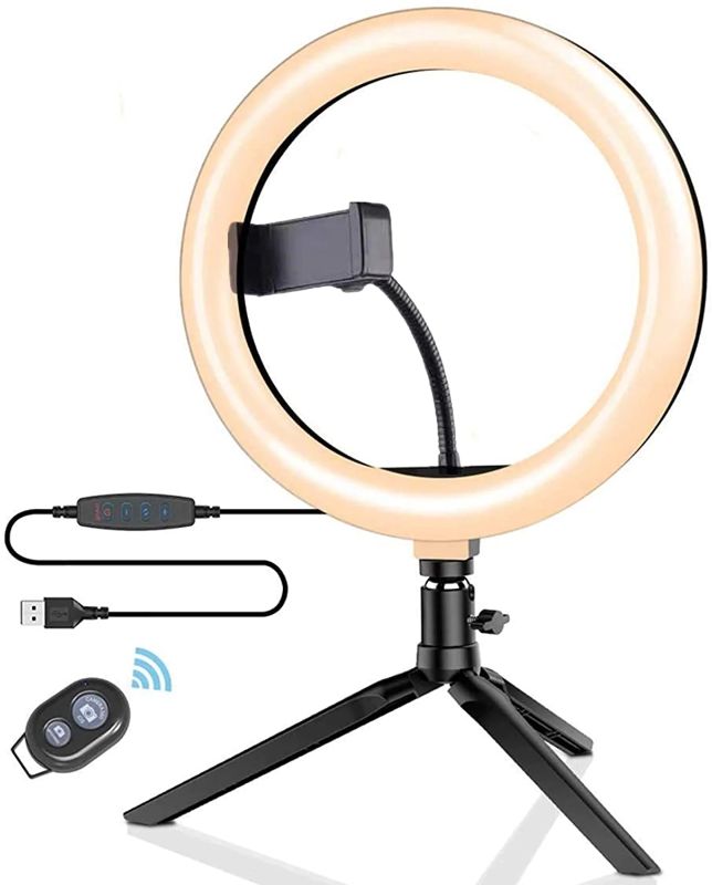 Photo 1 of KEAYEO 10.2" LED Selfie Ring Light with Tripod Stand and Phone Holder for Live Streaming YouTube TikTok Video, Dimmable Desk Makeup RingLights with Stand, 3 Light Modes & 30 Brightness Levels
