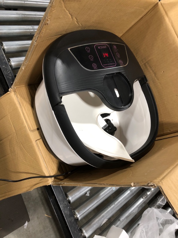 Photo 1 of Foot Spa Bath Massager with Automatic Shiatsu Massaging Rollers and Maize Roller and Heat Bubbles Multi-Mode, Auto Pedicure Stone,Temperature Control Vibration and Red Light for Home Office Use
