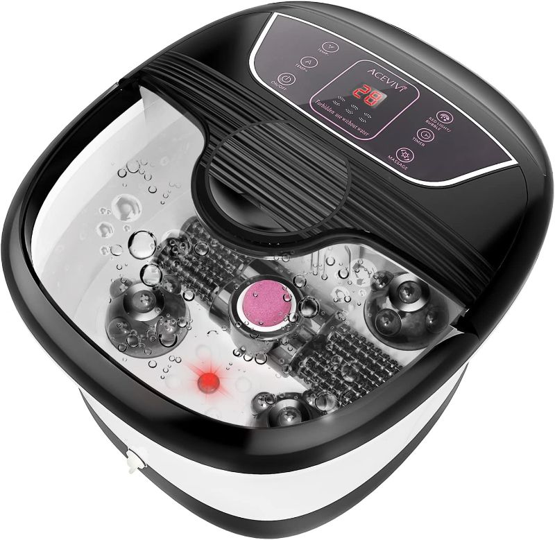 Photo 1 of Foot Spa Bath Massager with Automatic Shiatsu Massaging Rollers and Maize Roller and Heat Bubbles Multi-Mode, Auto Pedicure Stone,Temperature Control Vibration and Red Light for Home Office Use
